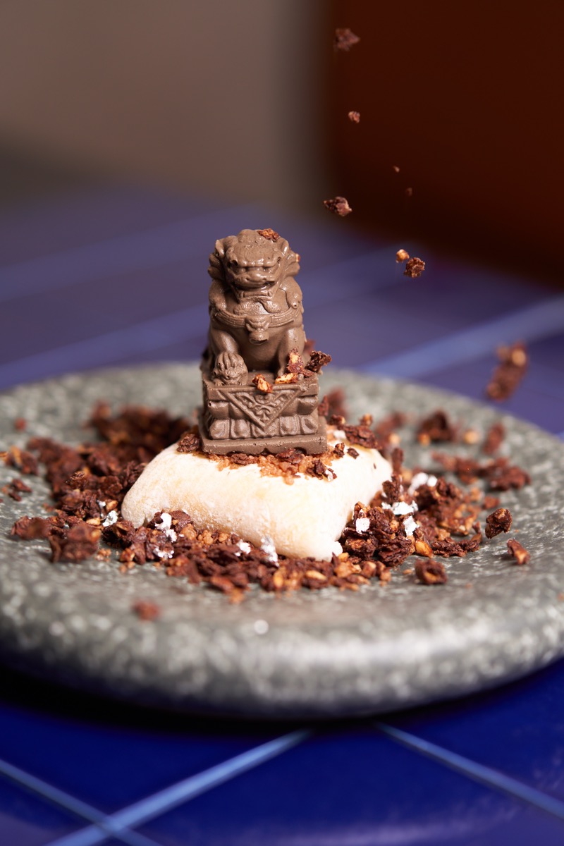 Imperial Seal — black sesame and peanut mousse mochi