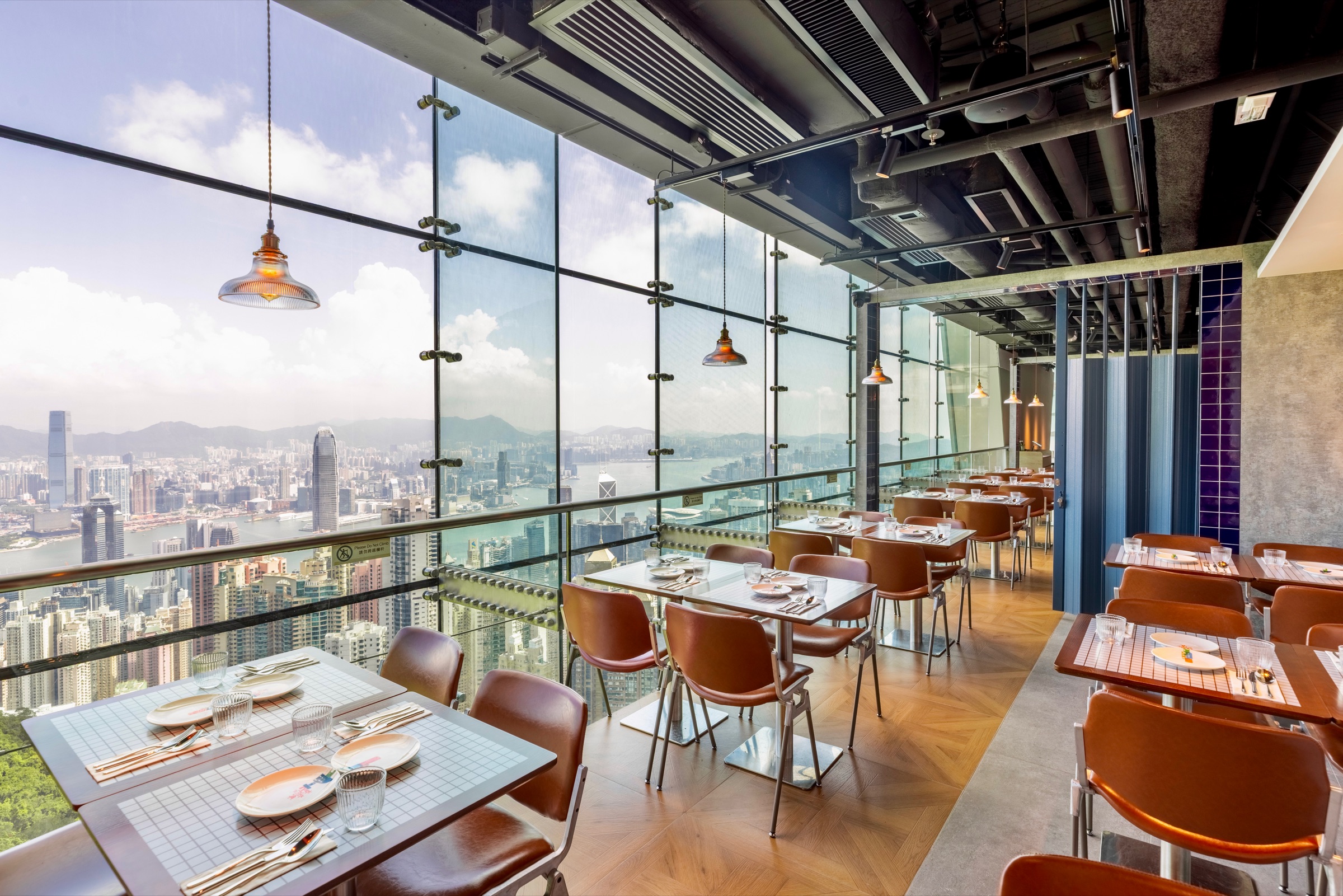 Dining room at NOOK@The Peak, looking over Hong Kong harbour
